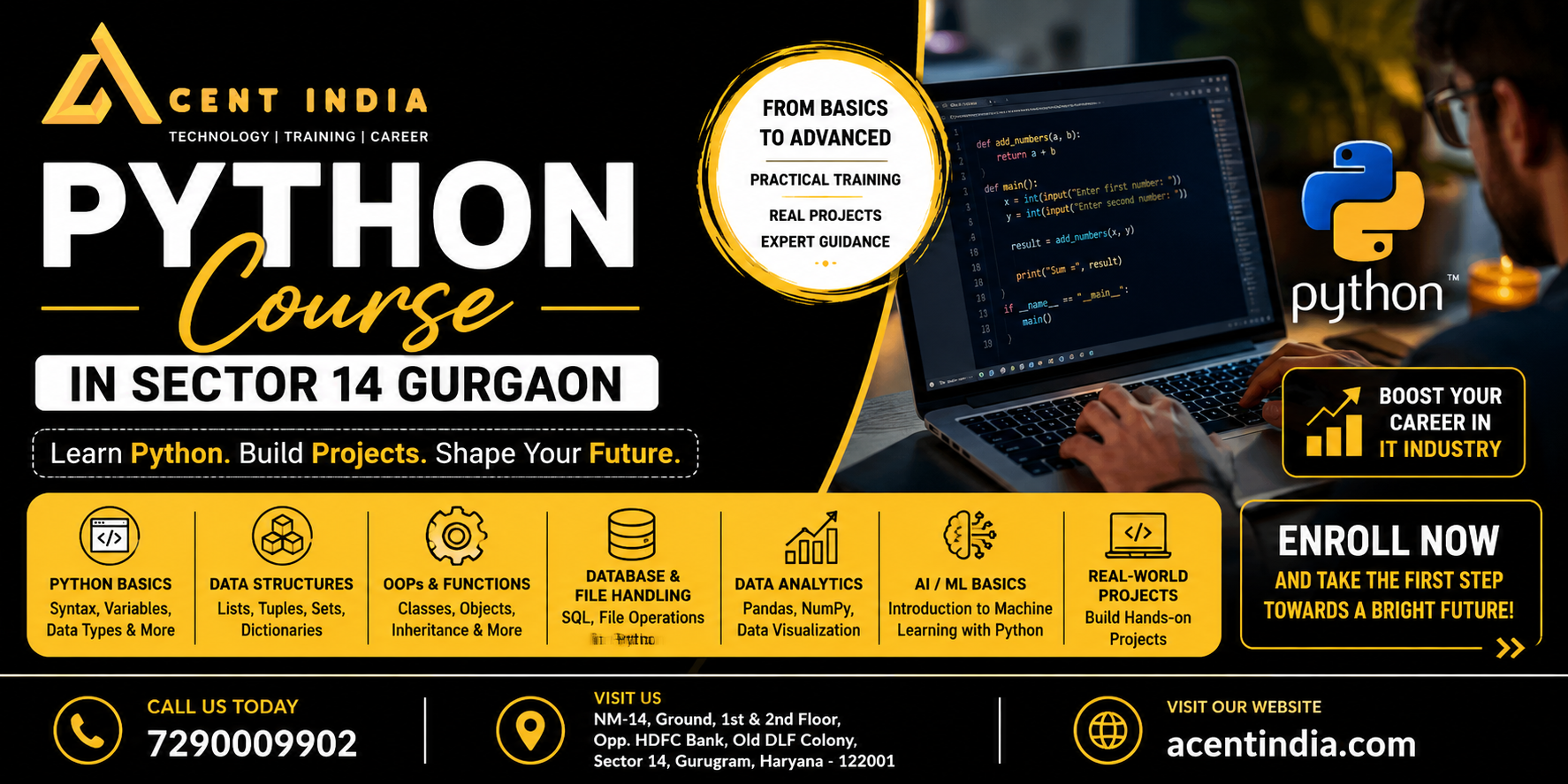 Python Course in Sector 14 Gurgaon - Acent India