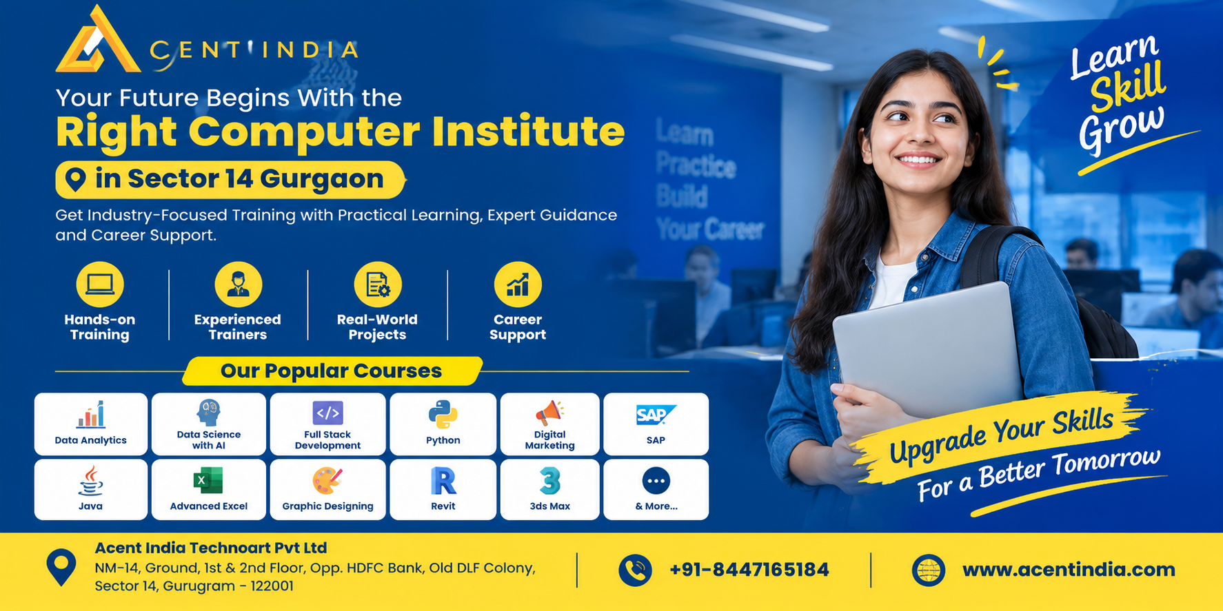 Best Computer Institute in Sector 14 Gurgaon - Acent India