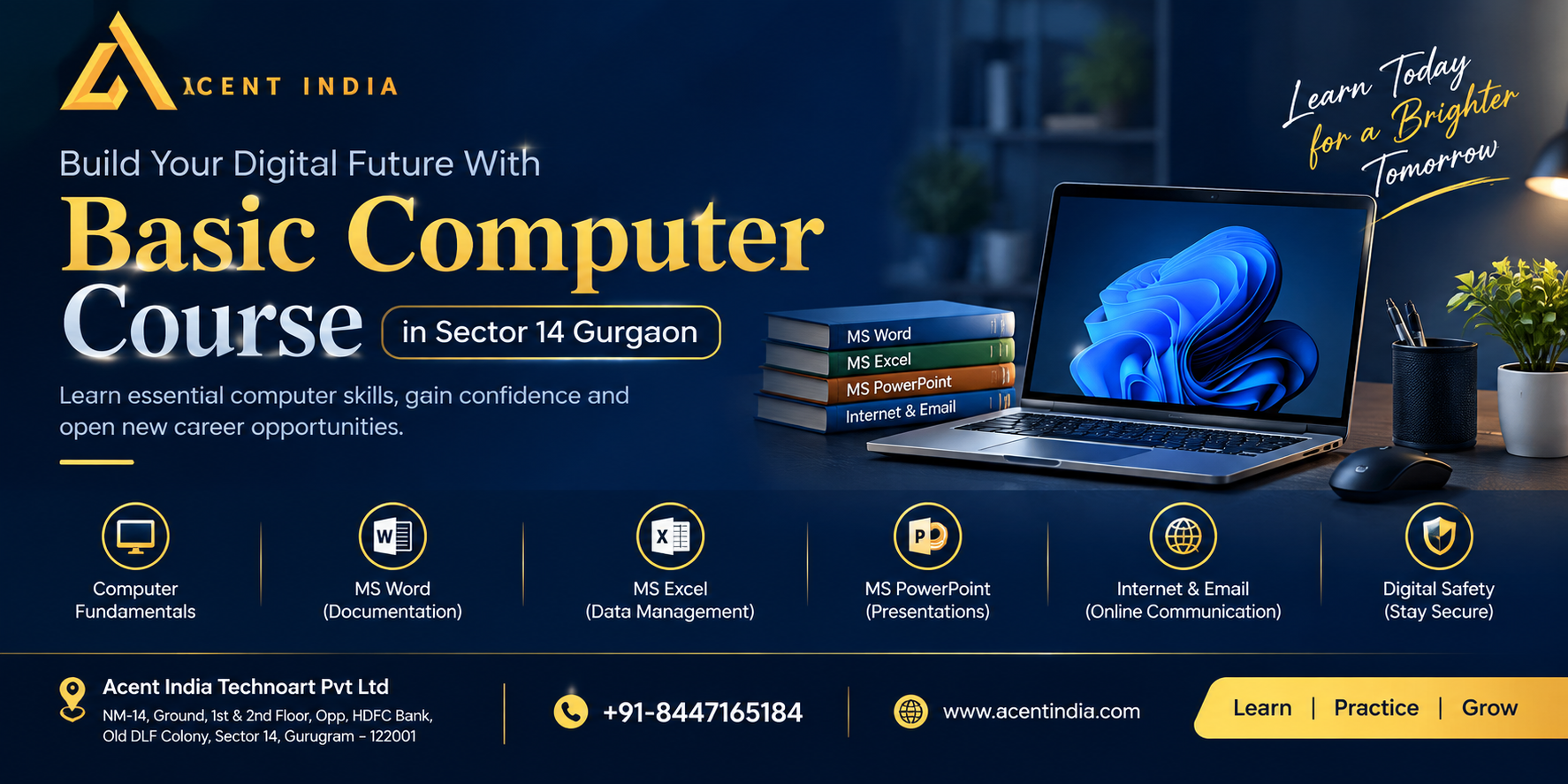 Basic Computer Course in Sector 14 Gurgaon at Acent India