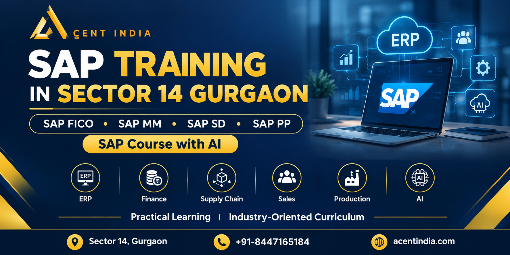 SAP Training in Sector 14 Gurgaon with SAP FICO, MM, SD, PP and AI