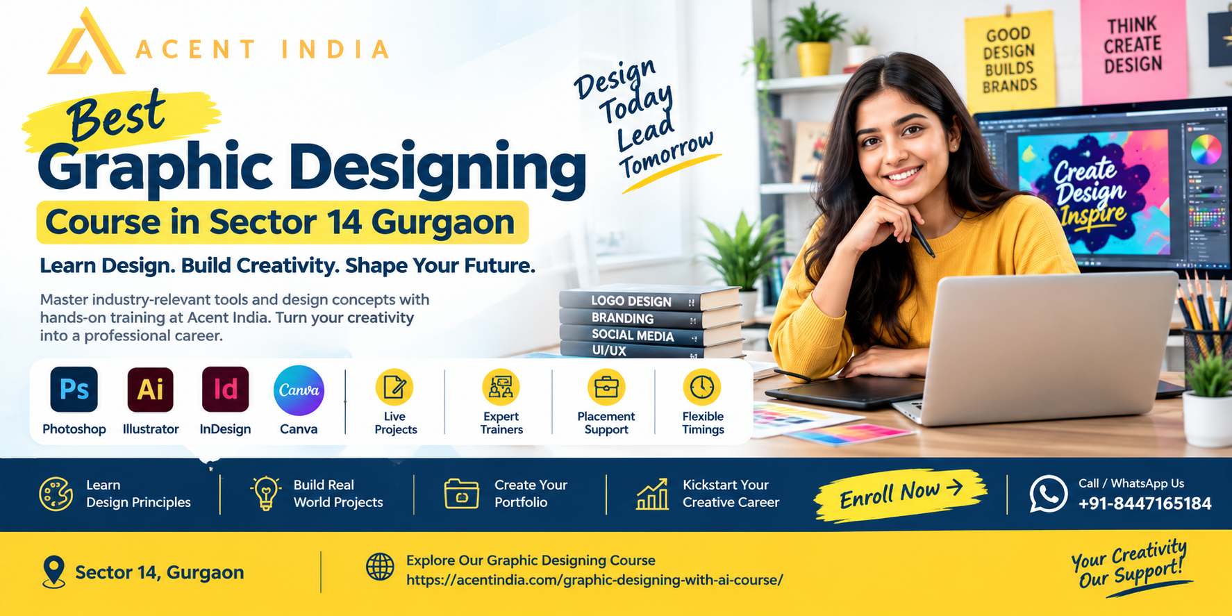 Best Graphic Designing Course in Sector 14 Gurgaon at Acent India